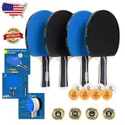 Professional Table Tennis Paddles Set: 4 Premium Rackets & 8 Ping Pong Balls