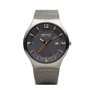 Bering Time Solar Powered, Milanese Bands Men's Watch -Brushed Grey- 14440-077