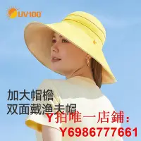 在飛比找Yahoo!奇摩拍賣優惠-UV100防曬帽大帽檐女夏太陽帽防紫外線2024新款遮陽帽漁