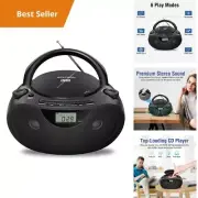 Portable Bluetooth CD Player Boombox with AM/FM Radio, USB, Aux-in, Headphone Ja