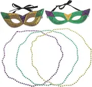 SAFIGLE 1 Set Carnival Mask Decor Inflatable Favors Candies Theme Party Garland Pool Vintage Costumes Circus Apparel Ornaments for Make up Kits Mardi Gras Bead Necklaces Plastic