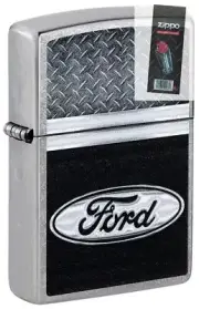 Zippo 48405 Ford Logo Design Street Chrome Lighter + FLINT PACK