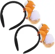 [Generic] 2pcs Animal Headband Squirrel Cute Headband Squirrel Headband Festival Squirrel Hair Clasp Party Headband Headwear for Cartoon Headband Party Favors Lovely Headband Plush
