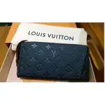 二手 LOUIS VUITTON LV M62121 ZIPPY 海軍藍 壓紋 拉鍊長夾 現貨