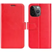 For iPhone 15 Pro Max Case, Premium PU Leather Folio Wallet Cover, Red