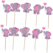 BESTOYARD 36pcs Pink Elephant Cupcake Toppers Girl Cake Decorations for Shower Birthday Party Supplies Safe Cake Picks to Enhance Celebration
