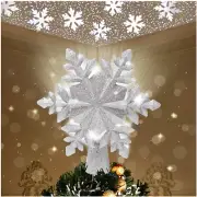 Christmas Tree Topper, Snowflake Tree Topper, Lighted Tree Topper Silver