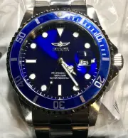 INVICTA PRO DIVER SMURF BLUE SUNBURST 42MM SEIKO TMI PC32 QUARTZ STAINLESS BAND