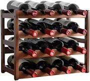 Tabletop Wine Rack Freestanding Bamboo 16 Bottle Display Storage Shelf Holder Organizer 4 Tier for Refrigerator Countertop Under Cabinet Kitchen Bar Dining Room Brown (4 Tiers)