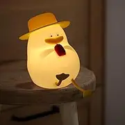 BTYMS Happiness Duck Night Light, Cute Smiling Silicone Baby Bedside Lamp - Rechargeable Touch Sensor & 7-Color Nursery Decor for Girls Boys (Birthday Christmas Baby Shower)