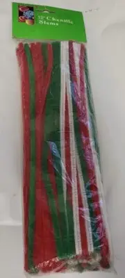 Vintage Christmas Wire Chenille Stems Crafts Red White and Green 50pc Pack
