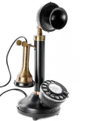 Vintage Candlestick Telephone Brass & Iron Black Decorative Antique Telephone.