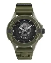 Philipp Plein Mens Green 44mm Strap Fashion Watch