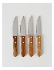 [The Cooks Collective] Acacia Handle Steak Knives Set of 4 12.5cm in Wood/Steel