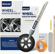 Boncart Wheel Scratch Repair Kit, Rim Touch Up Paint, Wheel Paint Pen for Curb Rash, Metal Paint for Car Wheel Scratch Quick Repair（Matte Black）