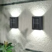 Solar Wall Light 2pcs Solar Wall Light UP and Down Illuminate Outdoor Sunlight Sensor Lamp -White