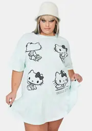 [NGOrder] Plus Hello Kitty Tie Dye Frill T-Shirt Dress