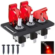 Twidec/3 Gang Rocker Toggle Switch Panel with 12V LED Light Toggle Switch 20A