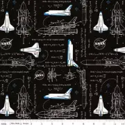 Handmade Placemat Or Table Runner Outer Space by NASA Rocket Math Black