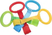 GARVALON 4pcs Crib Grab Ups Standing Support Hanging Rings Hand Pull Ring Push Ring Stand up Ring Bed