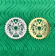 BICYCLE 36T LASER CUT AZTEC CALENDAR W/ LOWRIDER HEAD SPROCKET.