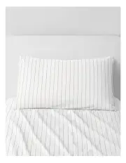 [Sheridan] Bayley Stripe Washed Percale Sheet Set in White