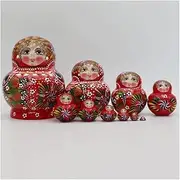 Matryoshka Russian Nesting Dolls 10-Layer Nesting Dolls Pattern Strawberries Baking Varnish Crafts Cute Matryoshka Educational Toys Cute and Fun Gift (Color : Red)