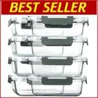 Premium Borosilicate Glass Storage - 8-Pack 30 oz Meal Prep Containers with Lids