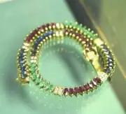 12Ct Marquise Cut Simulated Sapphire Emerald Women 925 Silver Tennis Bracelet