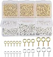 400pcs Screw Mini Metal Small Eye Pin Pendants for DIY Art&Crafts, Jewelry Making Findings, Charm Bead Supplies (Gold&Platinum, 3 Different Sizes)