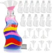 Sand Art Bottles [12 Wave-Shaped Sand Bottles + 6 Small & 6 Large Funnels] Plast