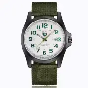 Men's Military Watch with Woven Nylon Strap and Calendar Function