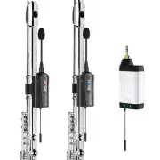 Dual UHF Flute Wireless Instrument Microphone Wireless Tie-on Mics for PA, Mixer