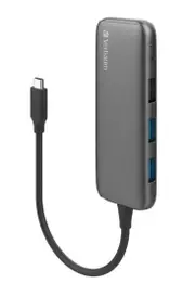 VERBATIM USB-C Hub with 2x USB 3.0, 1x USB 2.0 & 1x USB C port - Space Grey
