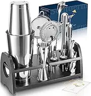 Semderm Pro Cocktail Shaker Set Mixology Bartender Kit- Extra Thick Stainless Steel Boston Shaker Set | Cocktail Kit Bar Kit Bartending Kit Bar Set Barware Bartender Set for Home Bar Party