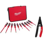 Milwaukee Screwdriver Set + Case + 20-32 AWG Wire Stripper + Cutter (11-Piece)