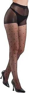 Xinjieda Women'S Tights With Hearts, 20 Denier, Made In Europe, Black, Heart Pattern Style Damen Strumpfhose Damen Feinstrumpfhose Mit Muster Damen Strumpfhose Mit Herz Muster Gepunktet
