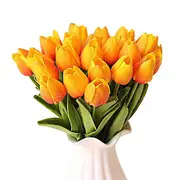 Blooming Bouquet 10Pcs/Set Faux Tulip Flowers Gift Photograph Prop Homen Decor red/orange