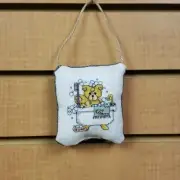 Cross Stitch Mini Pillow / Doorknob Hanger Handmade 3 x 3 1/2 Inches Ornament