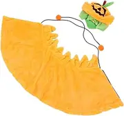 Hohopeti Dog Cat Halloween Costumes 2pcs Pet Cape Hat Set Pumpkin Design for Parties Props