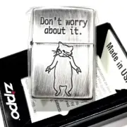 Zippo Oil Lighter Cat Don't Worry About It Silver Regular Case Japan