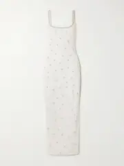 [Clio Peppiatt] Clio Peppiatt - Droplet Embellished Beaded Stretch-tulle Gown - Ivory - large large Ivory
