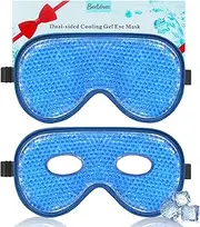 BeeVines Ice Eye Mask, 2 Pack XL Jumbo Size Cooling Freezer Gel Eye Masks for Puffy Eyes Face, Frozen Cold & Warm Compress, Ice Pack for Post Eye Surgery, Puffiness & Allergies Treatment