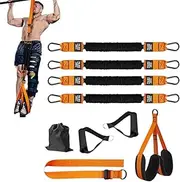 Heavy-Duty Pull up Workout Band, Adjustable Pull Up Assistance Bands, with Fabric Foot/Knee Supports, Adjustable Weight/Height, for Strength Training & Home Gym