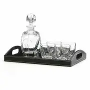 Reed & Barton Saddlebrook Bar Set 6PC DOF Whiskey Glasses Decanter Tray Gift