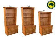 Mudgee (Aussie Made) Bookcase Combo + Drawer & Lid Collection - Assorted Stained Colours - Starting From $1099 - Includes Free Optional Upgrade to Adjustable Shelves (Valued at $100)