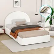 ALFORDSON Bed Frame Gas Lift Base With Storage White - King Single