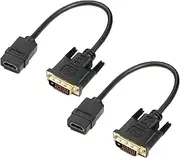 HDMI to DVI Adapter 2-Pack, Bidirectional Male DVI (24+1) to HDMI Female Adapter Cable, Standard Computer HDMI to DVI Monitor Cable for Computer, Monitor,TV, Xbox, PS4, PS5 and More