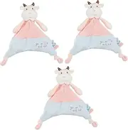 Totority 3 Pcs Calf Comforter Sleeping Doll Baby Washcloth Muslin Security Blanket Lovey Snuggle Blanket Baby Towels Toys Plush Toy for Baby Filling: Pp Cotton Appease Cow Animal Newborn