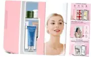 Skincare Fridge With Dimmable LED Mirror, 4L Makeup Mini Fridge for Bedroom,